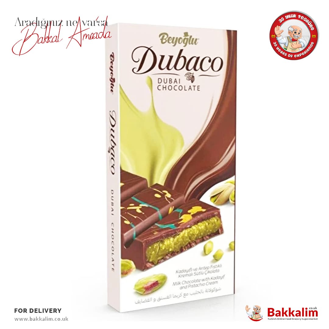 Beyoğlu Dubai Çikolatası Antep Fıstık Ezmeli Kadayif Dolgulu 200 Gr