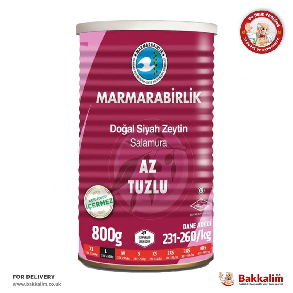Marmarabirlik L 800 Gr Az Tuzlu Doğal Siyah Zeytin