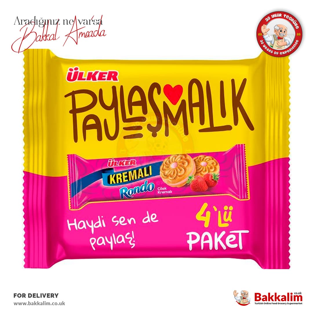 Ulker Cream Strawberry Sandwich Biscuits 4 Pack 244 G