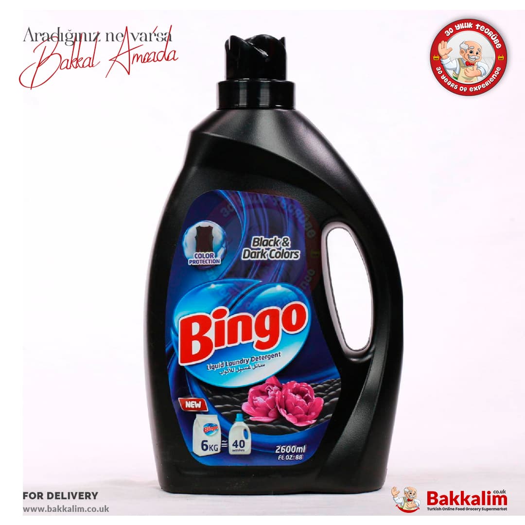 Bingo Siyah Ve Beyaz Renkler Için Sıvı Çamaşır Deterjanı 2600 Ml
