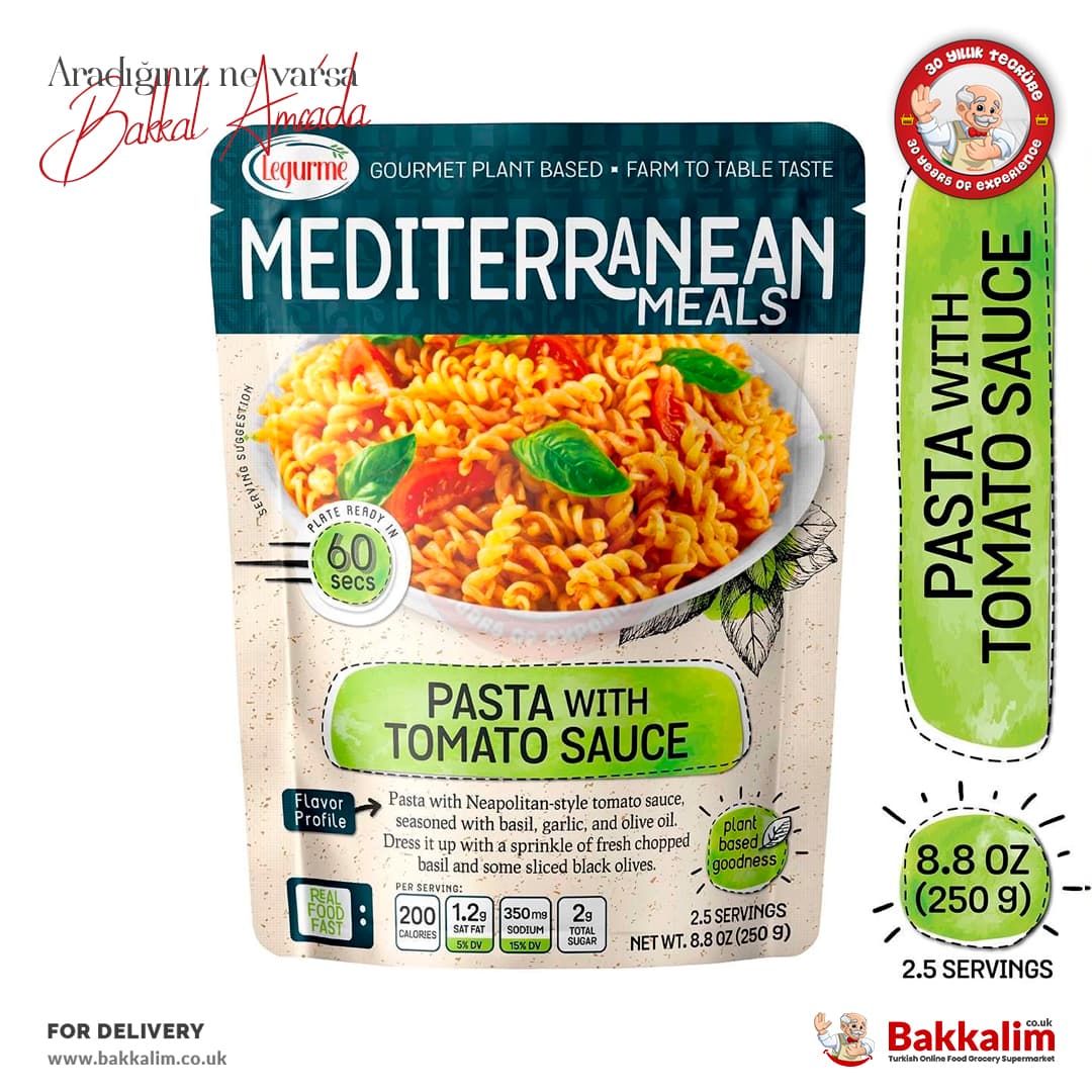 Legurme Domates Soslu Makarna 250 Gr Yemeye Hazır