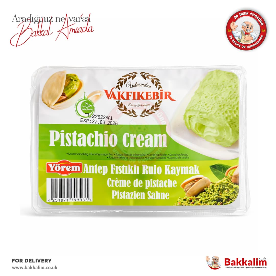 Yörem Vakfıkebir Antep Fıstıklı Rulo Kaymak 150 Gr