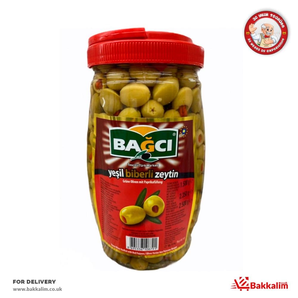 Bagci 2500 Gr Green Olives Stuffed With Red Pepers