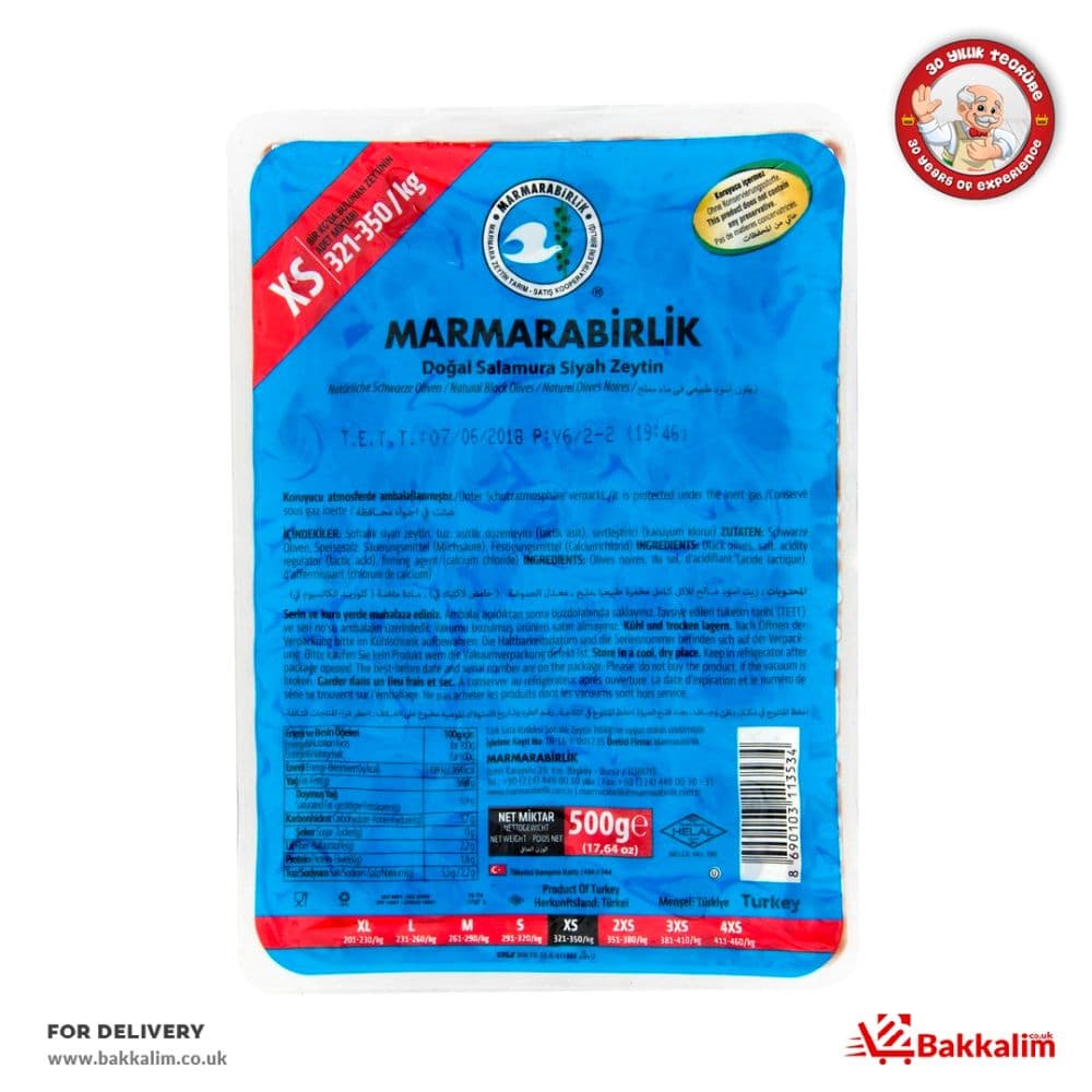 Marmarabirlik 500 Gr XS Doğal Salamura Siyah Zeytin