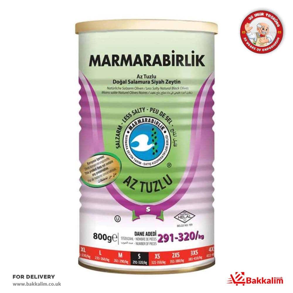Marmarabirlik Net 800 Gr S Az Tuzlu Doğal Salamura Siyah Zeytin