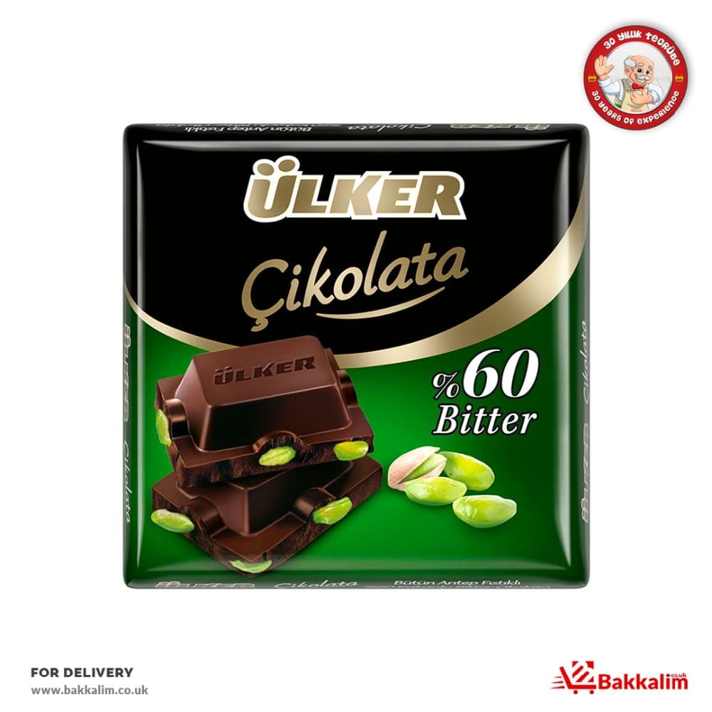 Ulker 65 Gr 60 Bitter Dark Chocolate With Pistachio